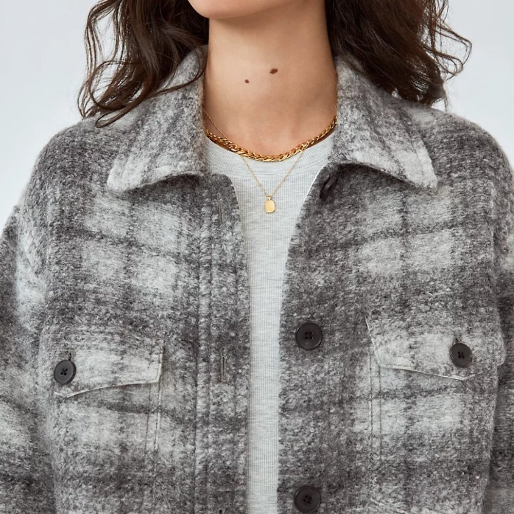 Aritzia Wilfred Free Ganna Jacket - gray plaid